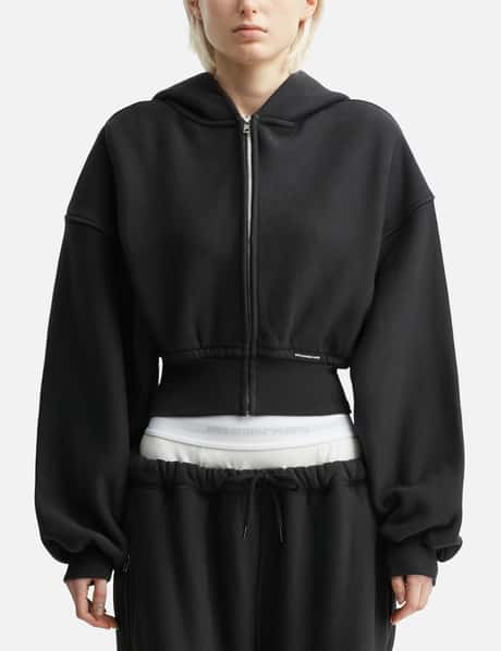 T By Alexander Wang Cropped Zip Up Hoodie