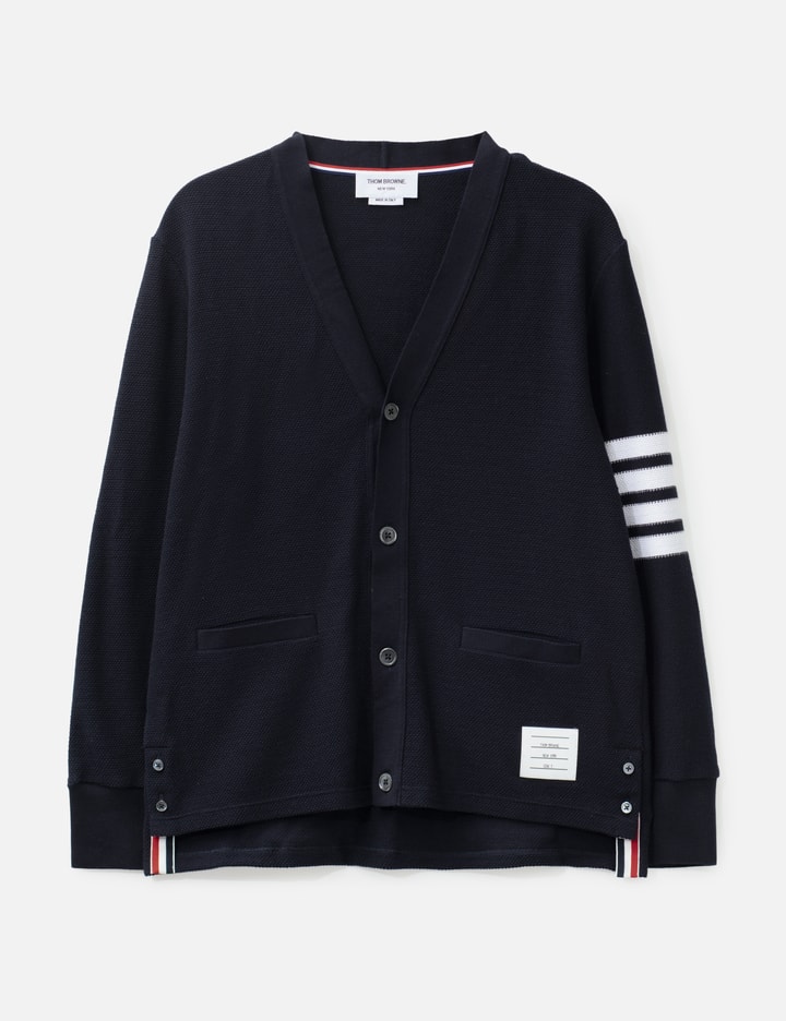 Thom Browne Textured Pique 4-Bar Cardigan