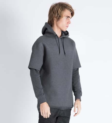 I Love Grey Dax Layered Hoodie HBX