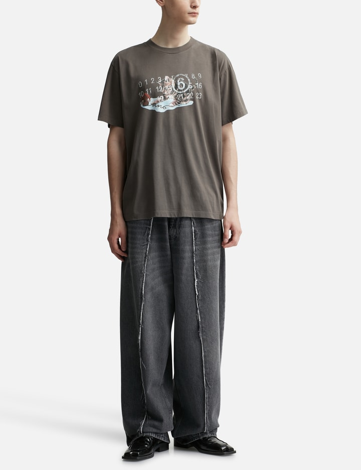 Shop Mm6 Maison Margiela Cat &amp; Wool Print T-shirt In Brown