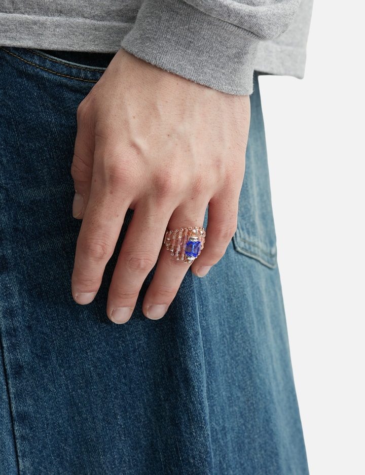 Needles X Tie A Knot Square Crystal Beads Ring In Gold