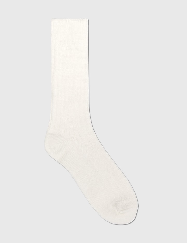 Linen Cotton Ribbed Crew Socks Placeholder Image