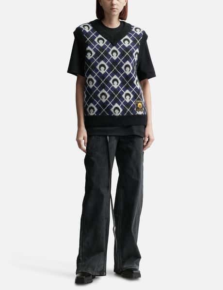 Moon Argyle Knit Vest view 11