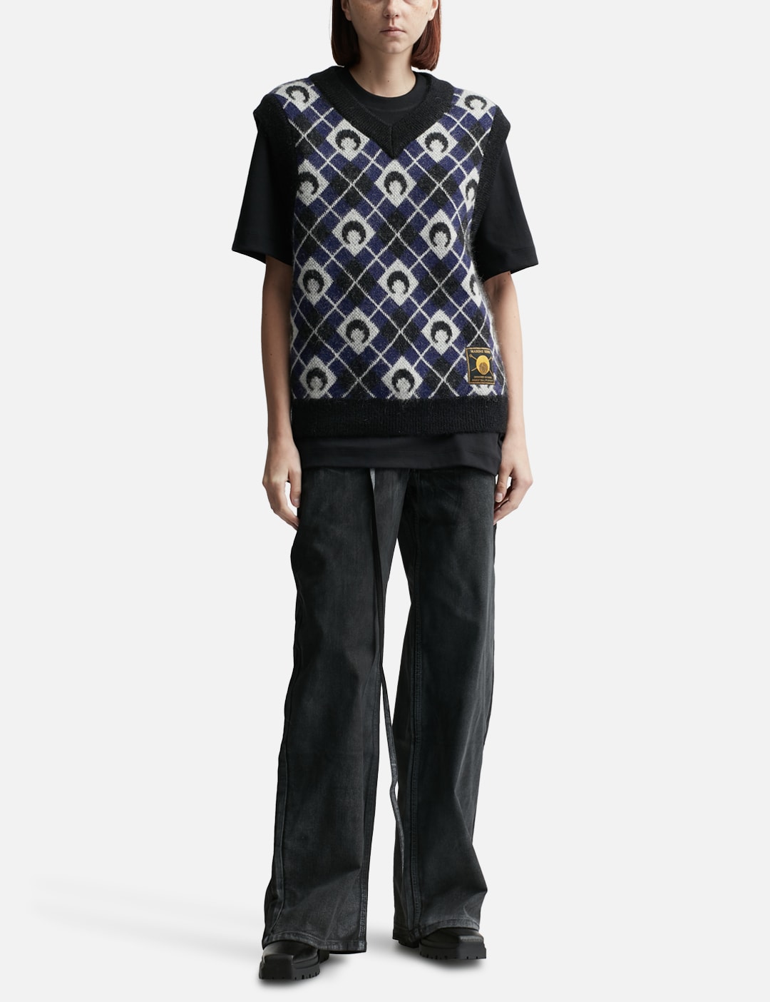 Moon Argyle Knit Vest view 12