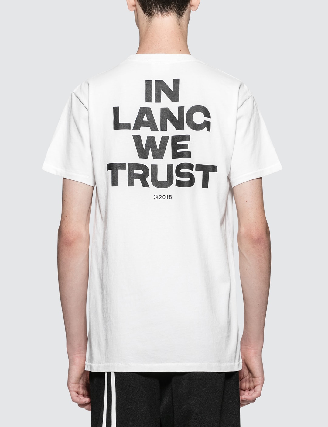 helmut lang in lang we trust t shirt