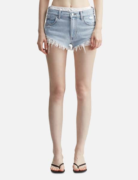 T By Alexander Wang Cutoff Silk-Layer Shorts