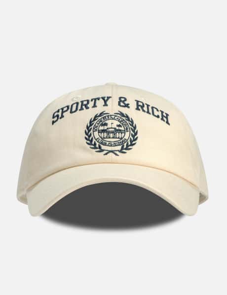 Sporty & Rich Varsity Crest Embroidered Hat Cream/Navy