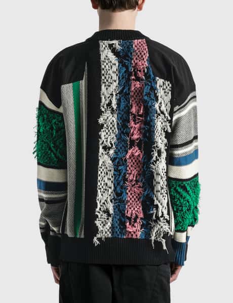 Sacai - ラグ ジャカード ニット プルオーバー | HBX - ハイプビースト 