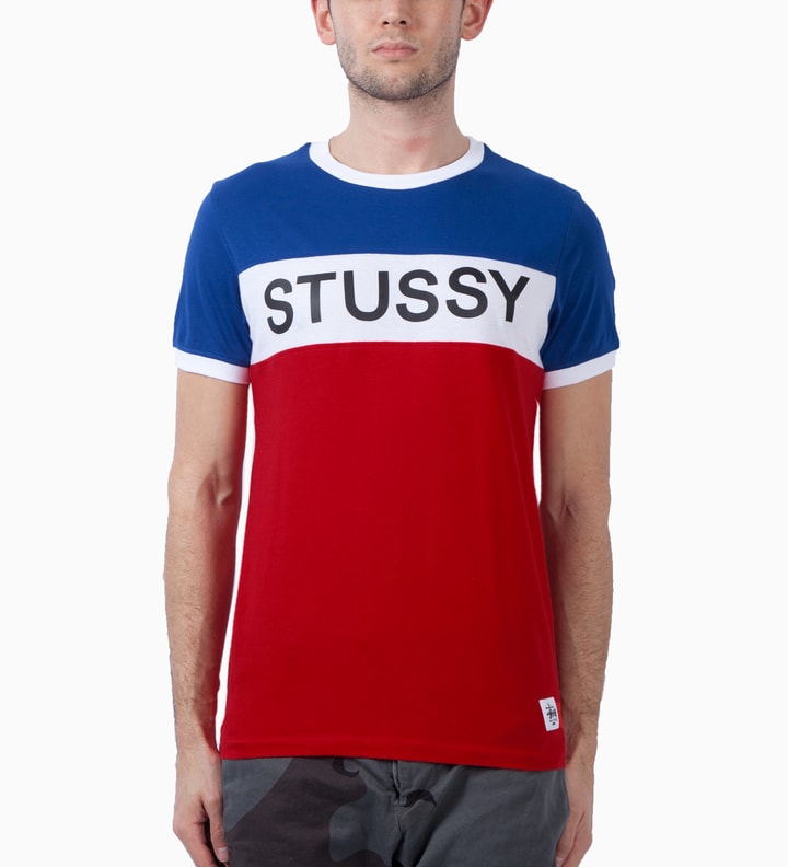 Red Stussy Block Crew T-Shirt Placeholder Image