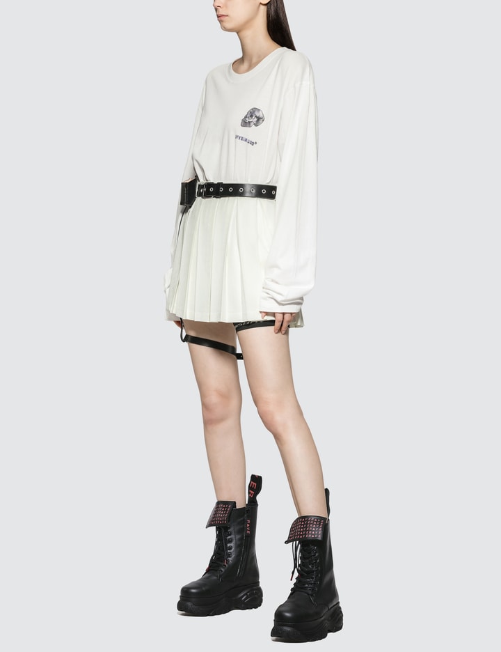 Pleated Skirt With Leather Garter Belt Placeholder Image