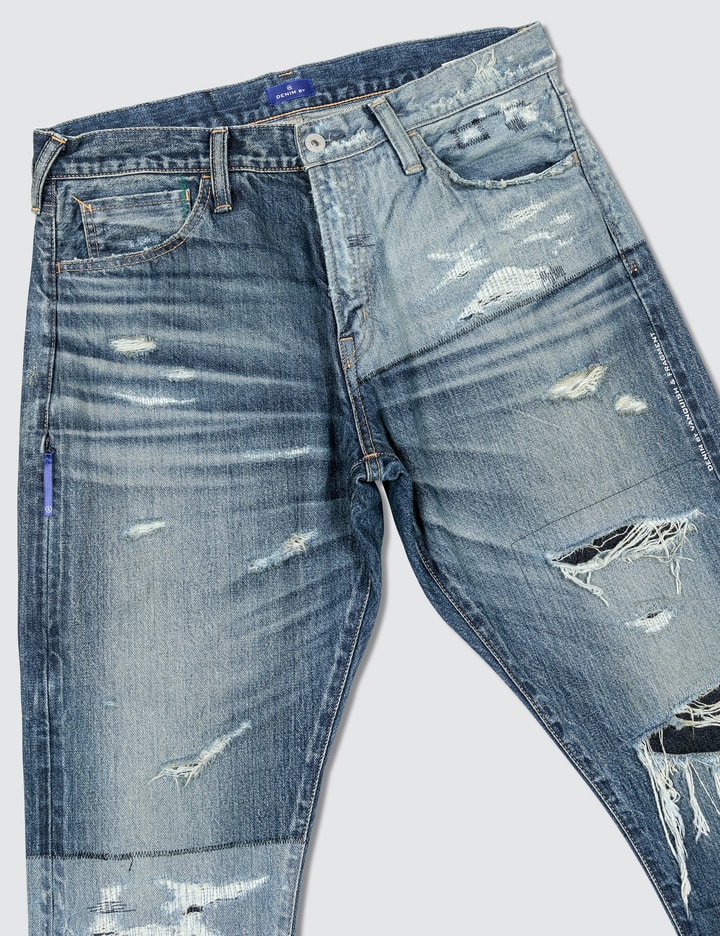 Patchwork Tapered Denim Jeans Placeholder Image