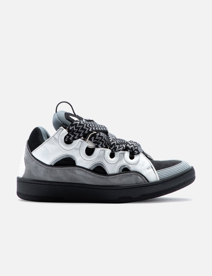 Lanvin Leather Curb Sneakers In Grey