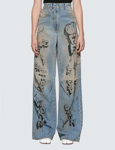 Off-White Blue Graffiti Tomboy Jeans Off-White