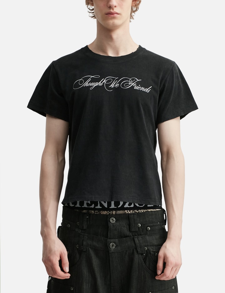 "Sera" Cursive Fitted T-Shirt In Washed Black view 3