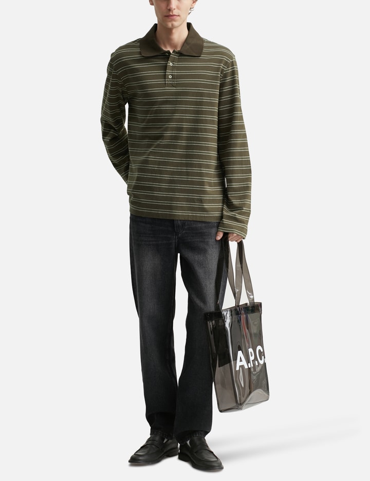 Long-Sleeve Striped Polo Shirt Placeholder Image