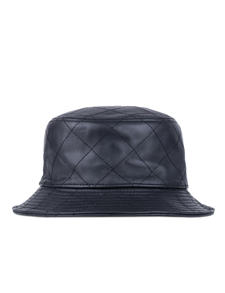 Black Leather Quilted Bucket Hat Placeholder Image