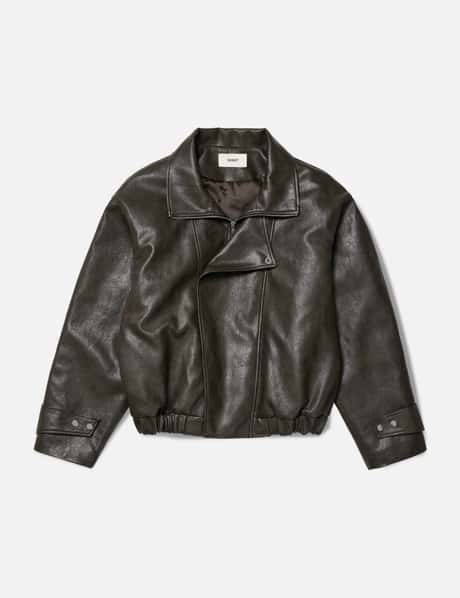 DEINET Faux Leather Bomber Jacket