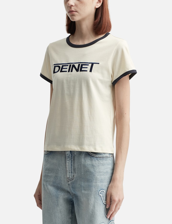Deinet Line Logo Ringer T-shirt In White