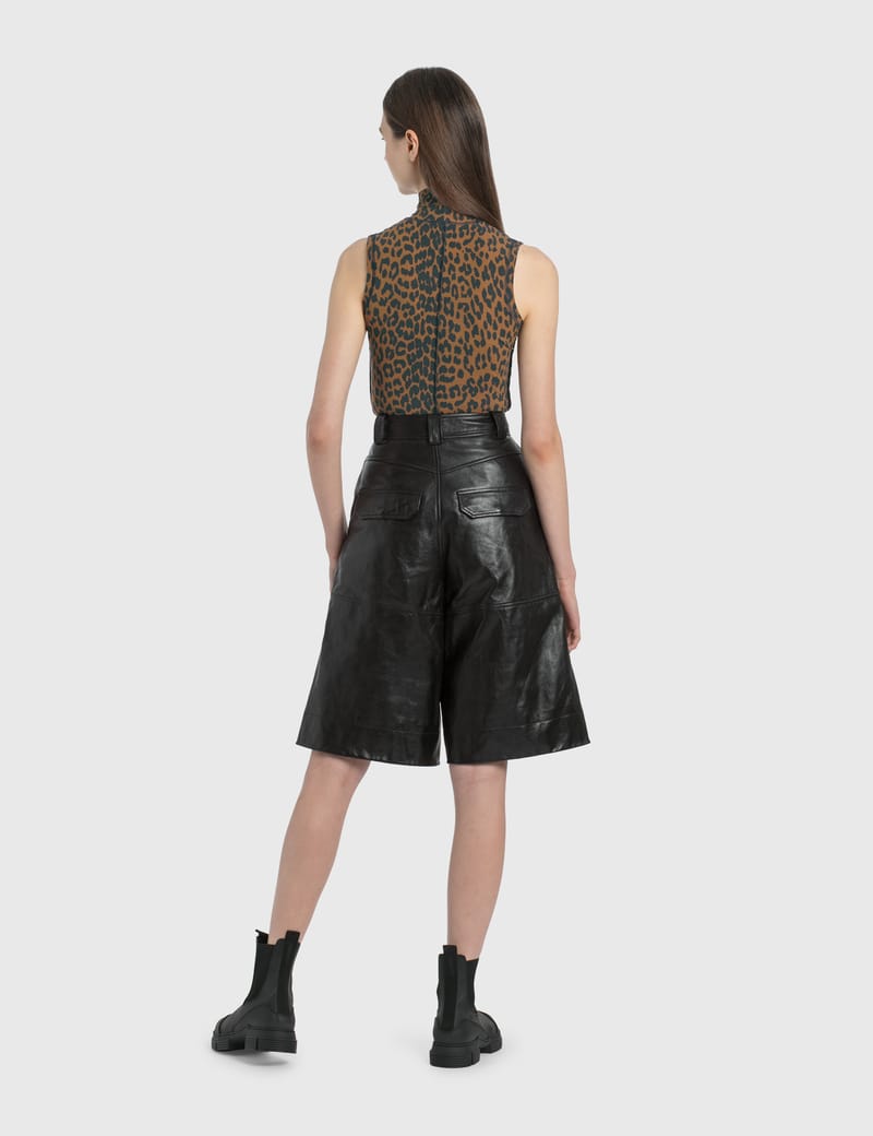 Ganni - Lamb Leather Shorts | HBX 