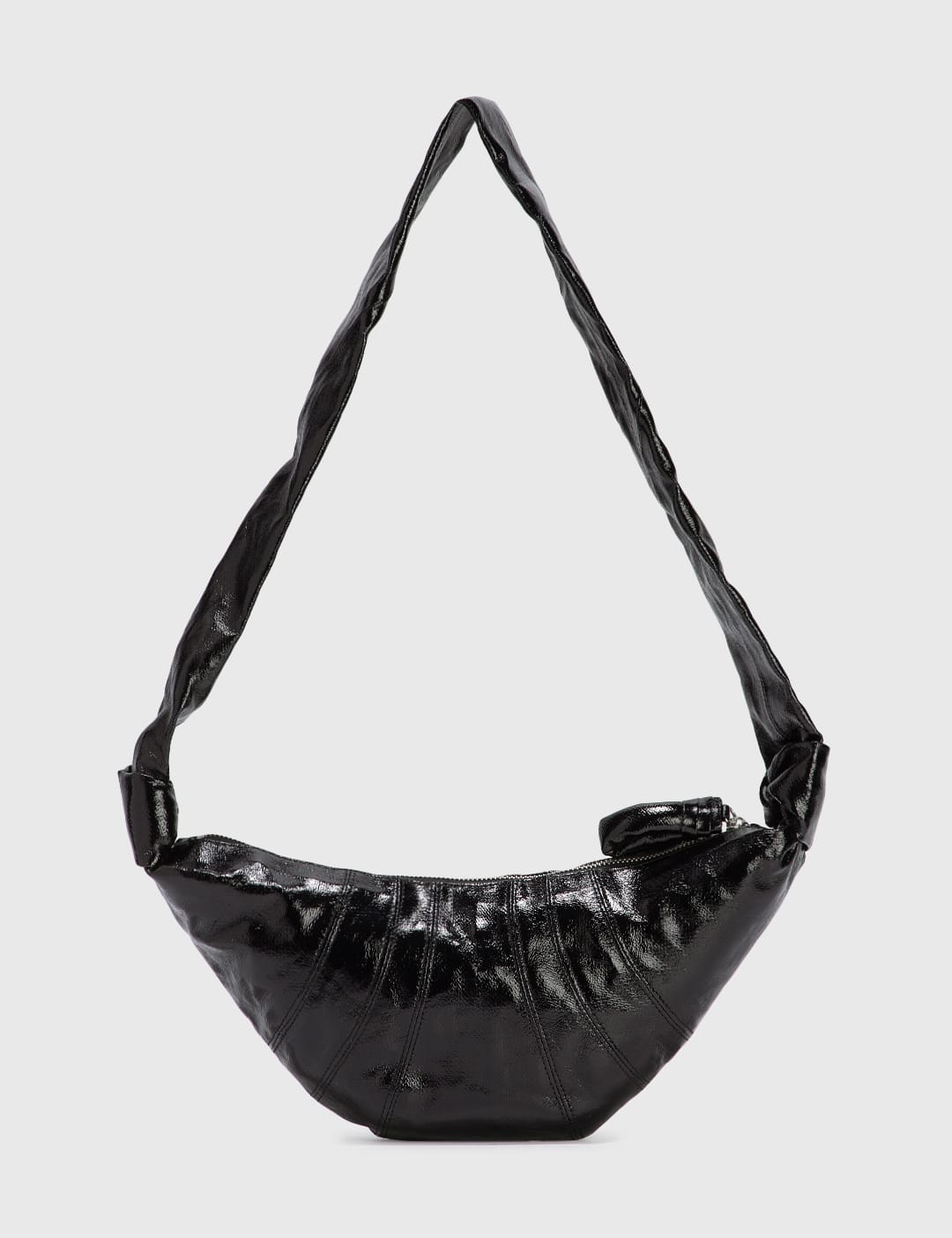 Lemaire Black Medium Croissant Coated Linen Cross Body Bag Womens Bags Crossbody bags and purses 