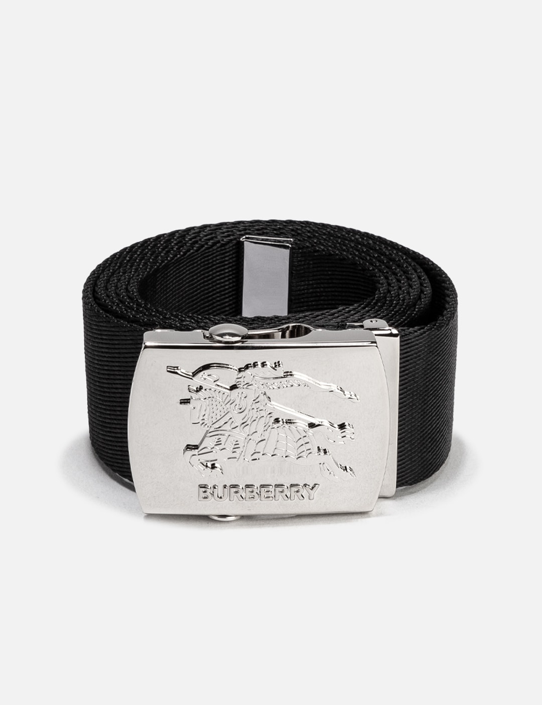Burberry Black Leather Belt Silvertone Buckle Mens Size 44 110