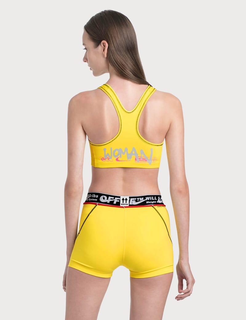 off white x nike yellow sports bra