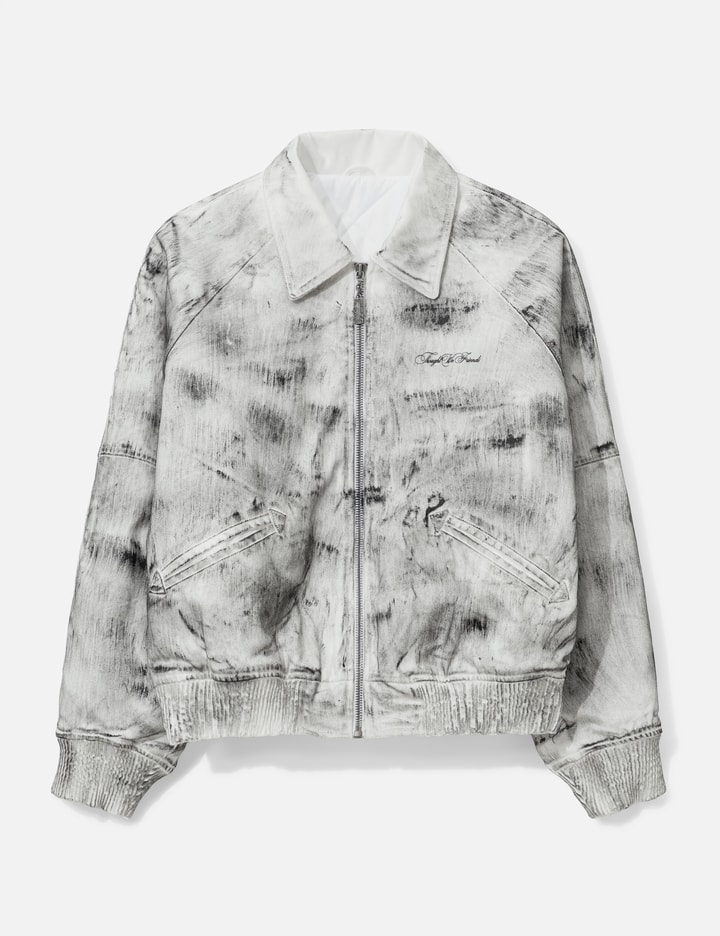 Thought We Friends Bane Waxed Denim Varsity Jacket