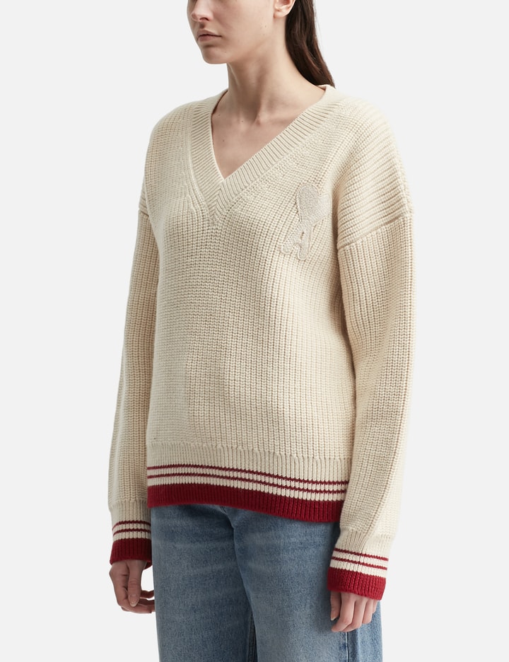 Wool Ribbed V-Neck Sweater Placeholder Image