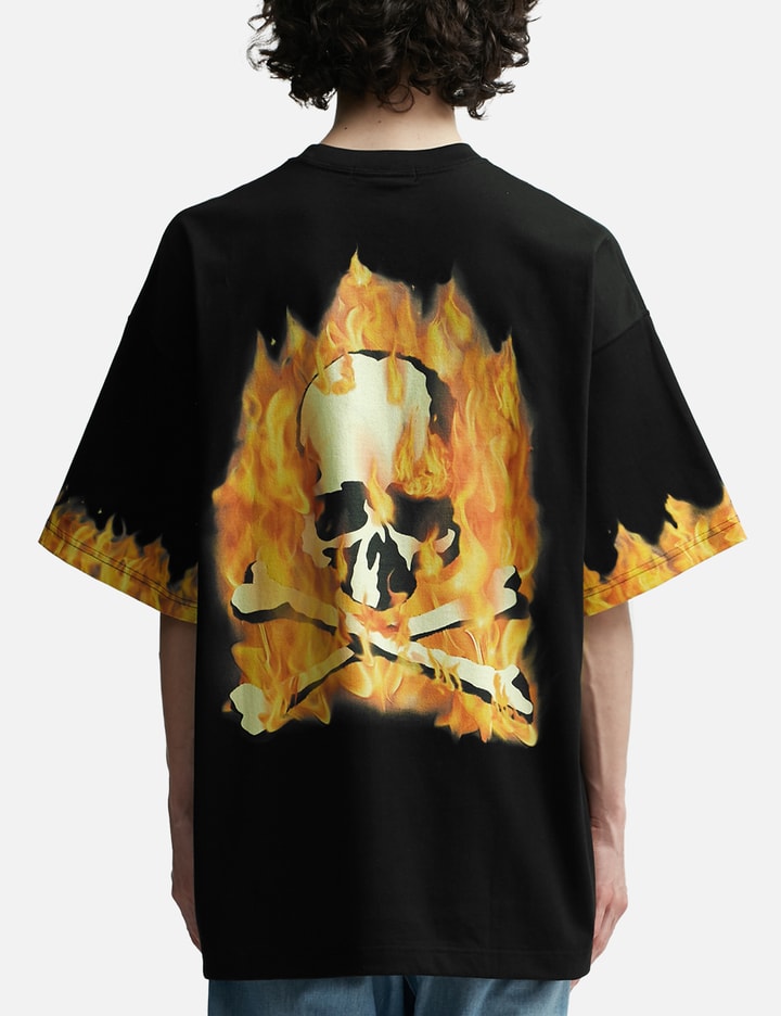 Shop Mastermind Japan Oversized Fire Short Sleeve T-shirt In Black