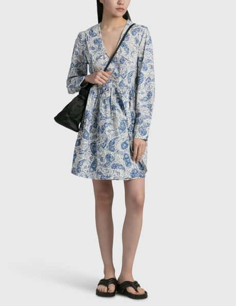 white christmas dresses Seersucker Check Wrap Mini Dress in Gingham Starfish – SVRN main image 0