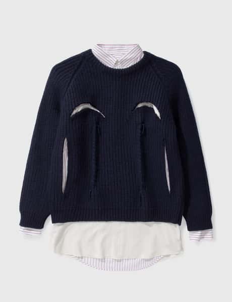 Maison Margiela 트윌 핀스트라이프 셔츠 스웨터