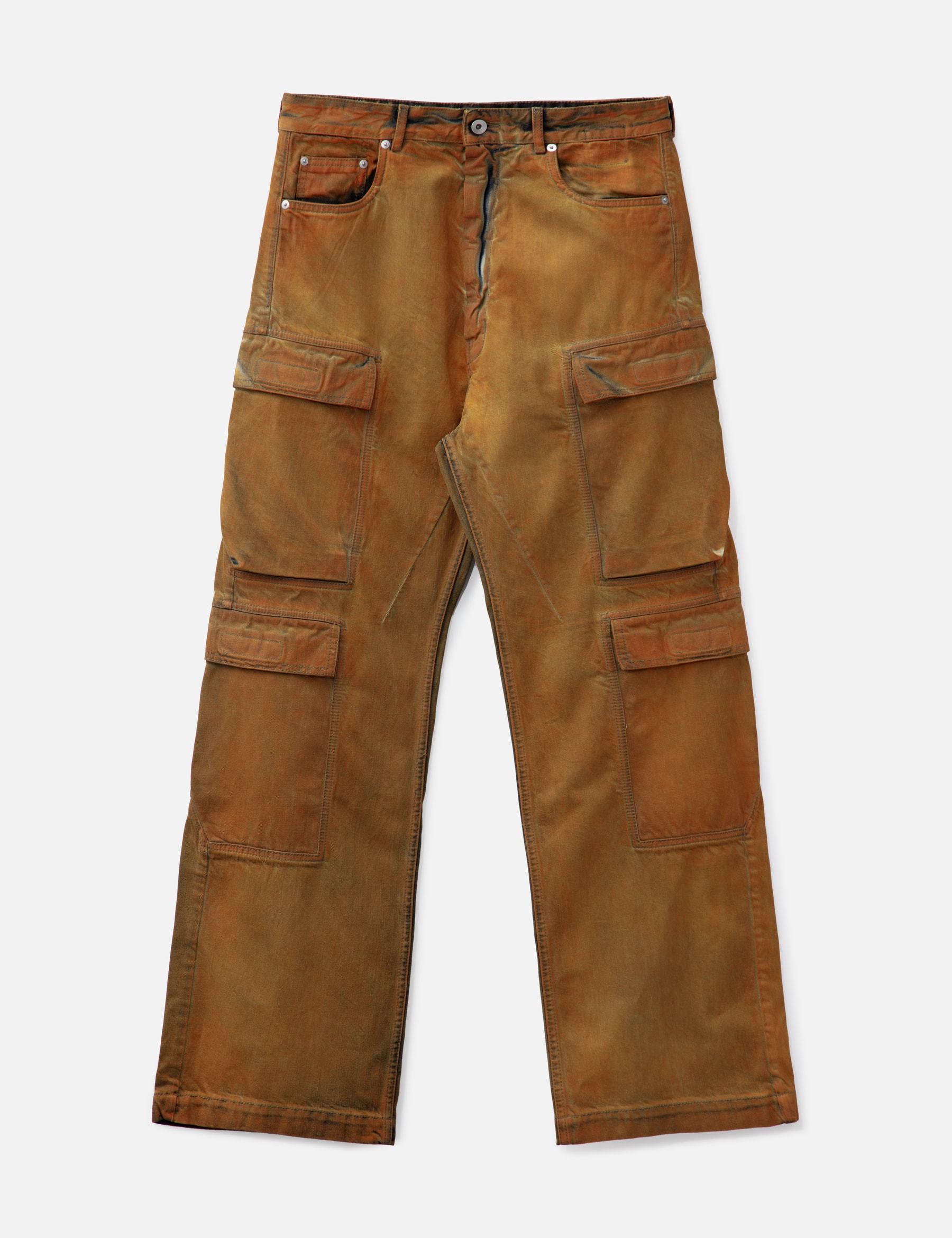 Double Cargo Jeans In Orange Wash Denim view 16