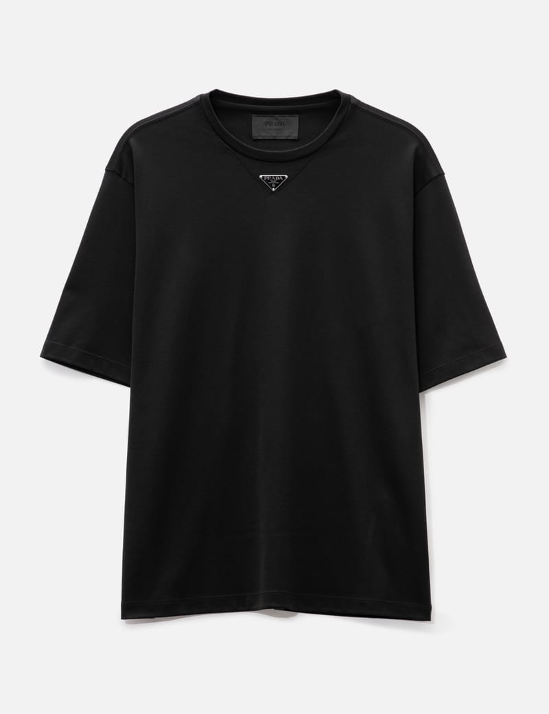 Prada triangle-logo cotton shirt - Black