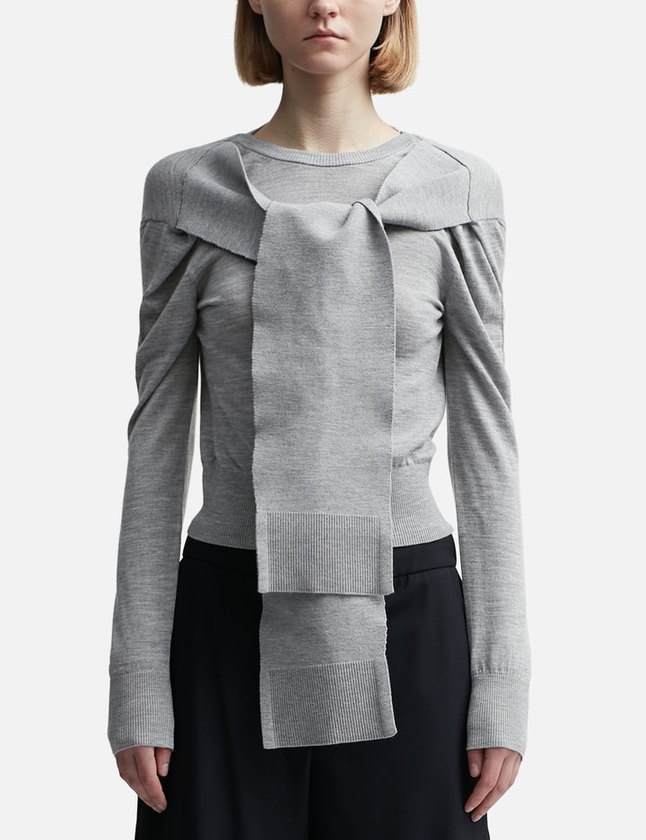 Jacquemus Rica Open-back Buttoned Front Scarf Wool Sweater In Grey