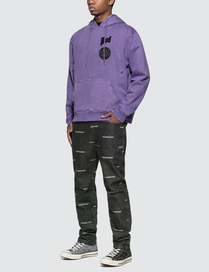 Distressed Hoodie With Patches Placeholder Image