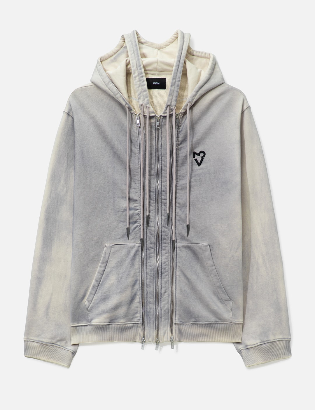 Three Zip Hoodie Dusty White