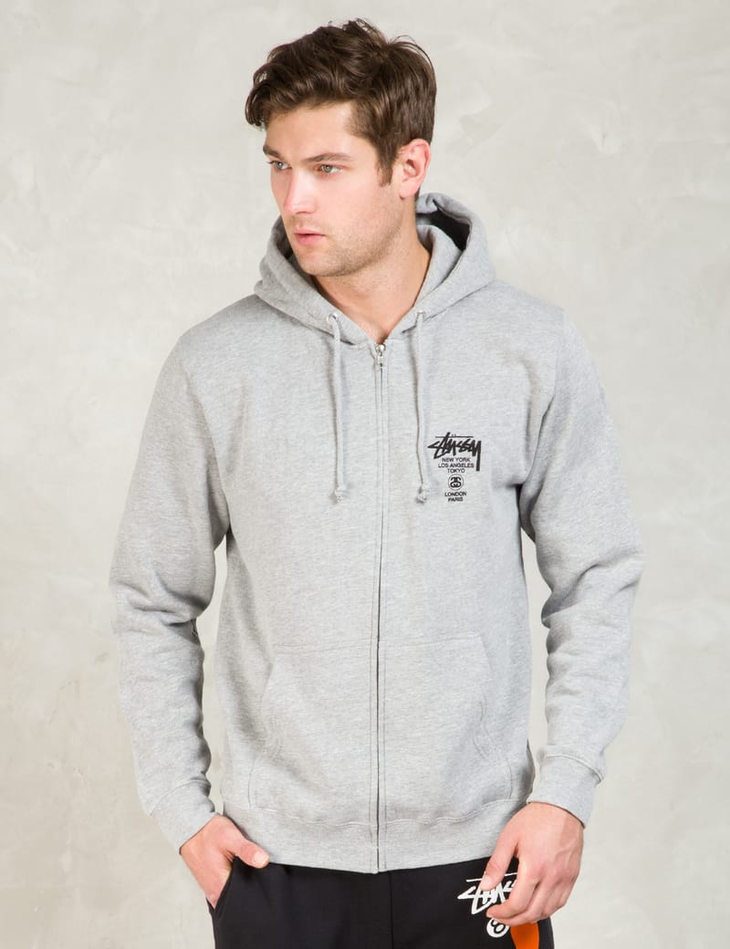 STUSSY ワールドツアー XL グレー パーカー