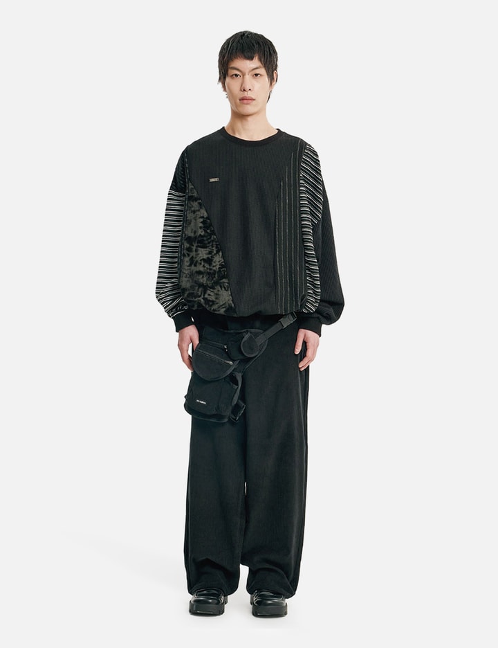 AJOBYAJO Mixed Fabric Panel Sweatshirt