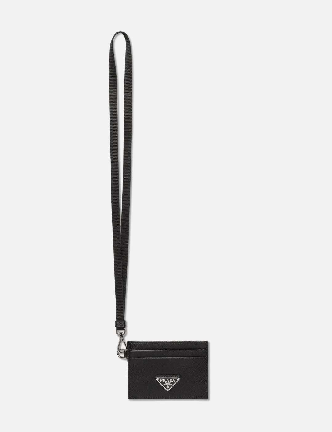 Prada Brushed Leather Crad Holder With Strap in Black