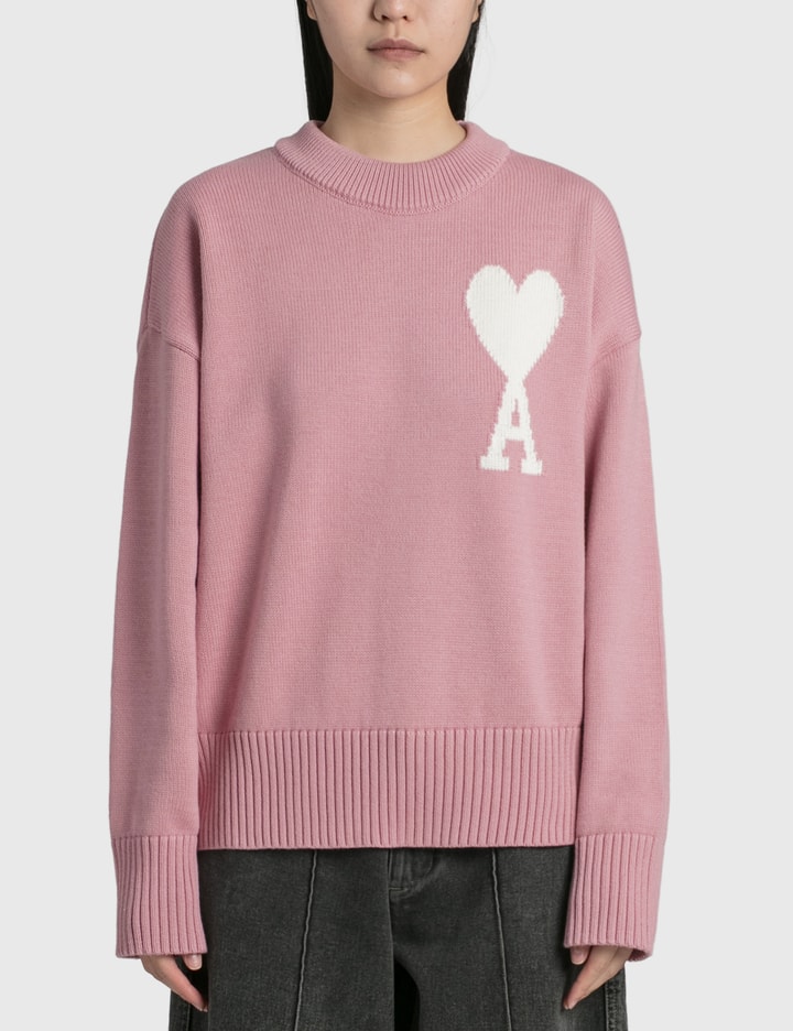 Ami Alexandre Mattiussi Ami De Coeur Crewneck Sweater In Pale Pink