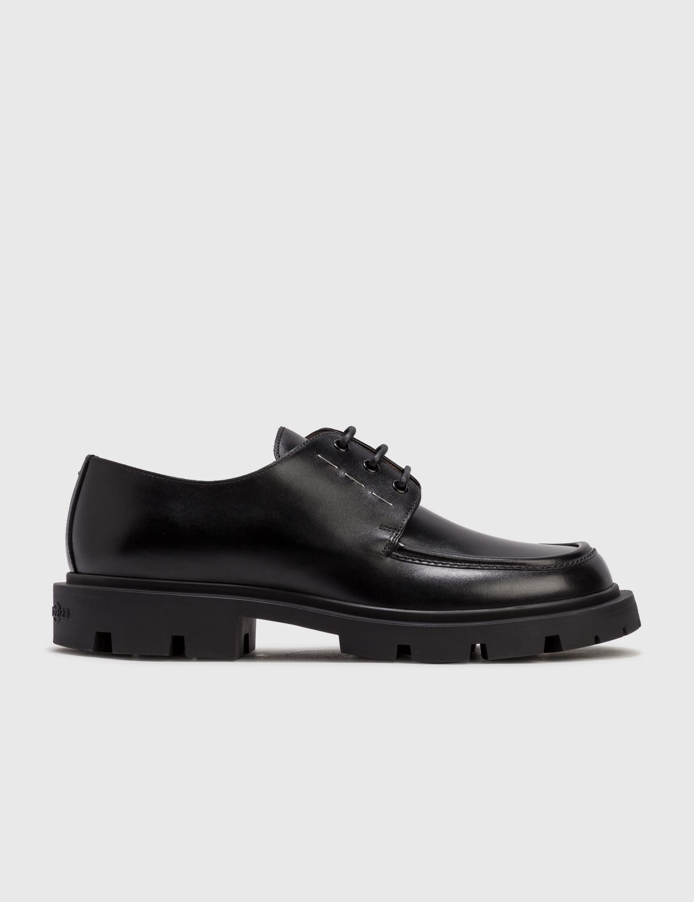 Maison Margiela Black Leather Staple Derbys for Men Mens Shoes Lace-ups Derby shoes 
