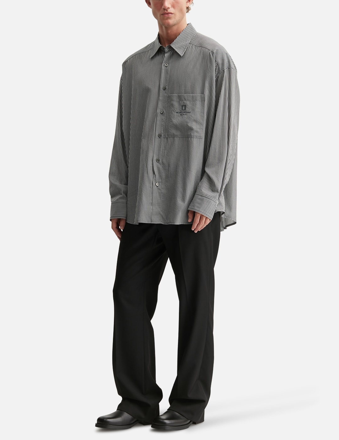 Black Semi-Wide Wool Pants view 20