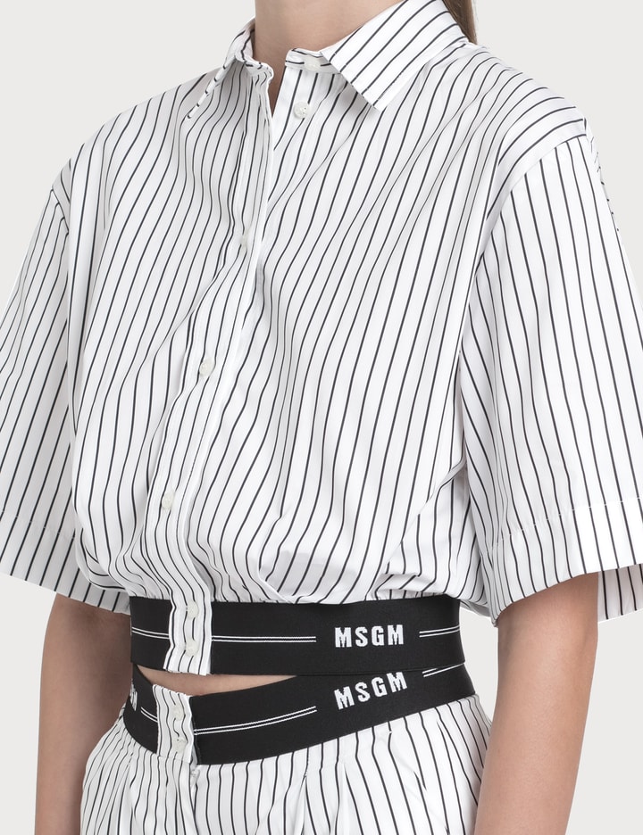 Striped Crop Shirt With Logo Elastic Placeholder Image