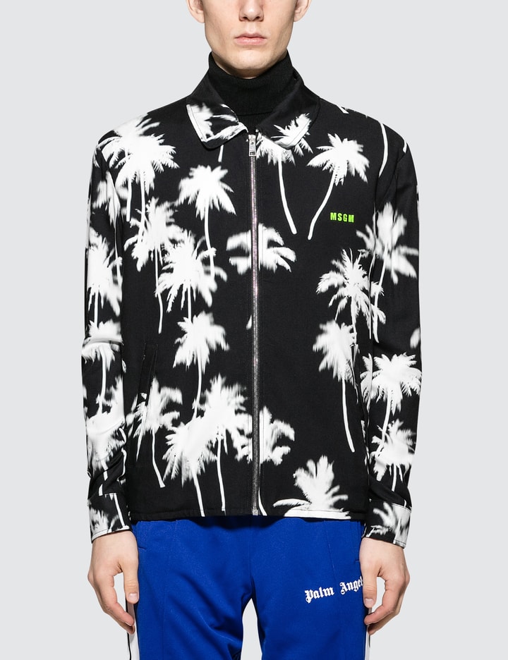 Palm Tree Print Zip Blouson Jacket Placeholder Image