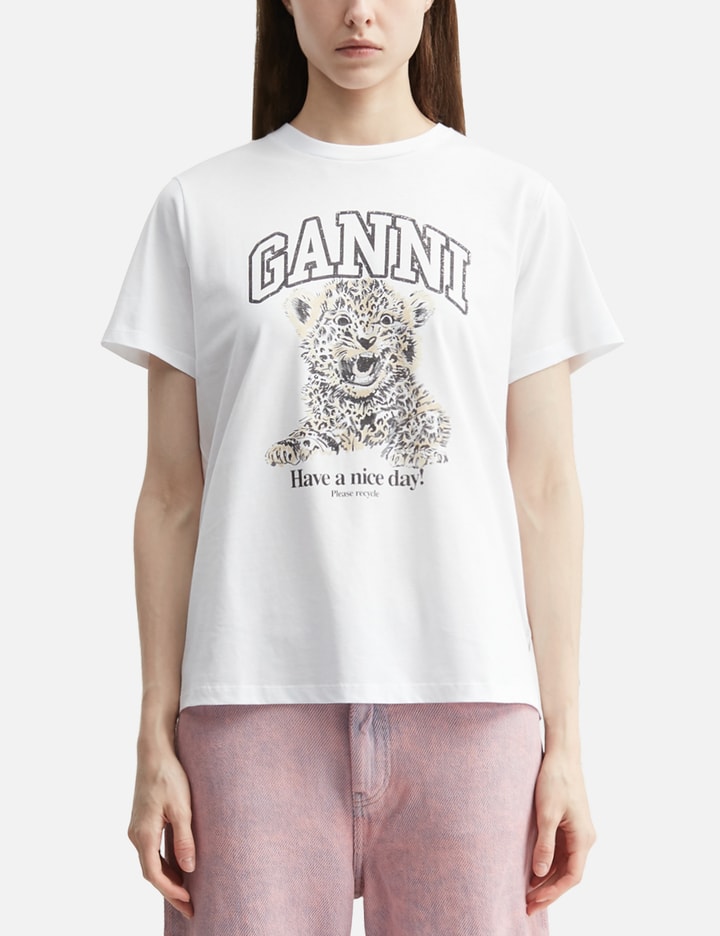 Ganni Basic Jersey Leopard Relaxed T-Shirt
