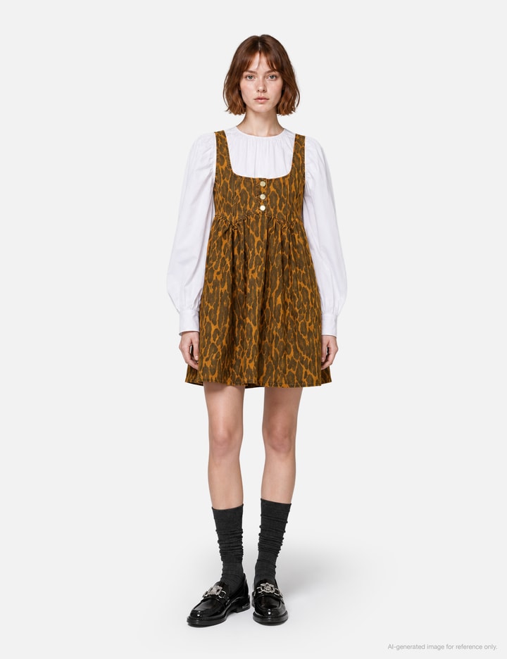 Ganni Dress In Leopard Denim