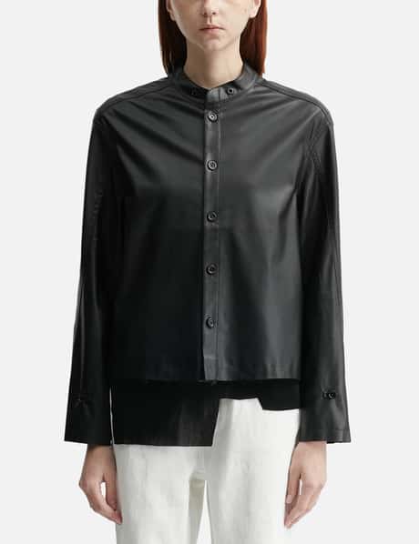 TEAM WANG design Acceptance Faux Leather Shirt