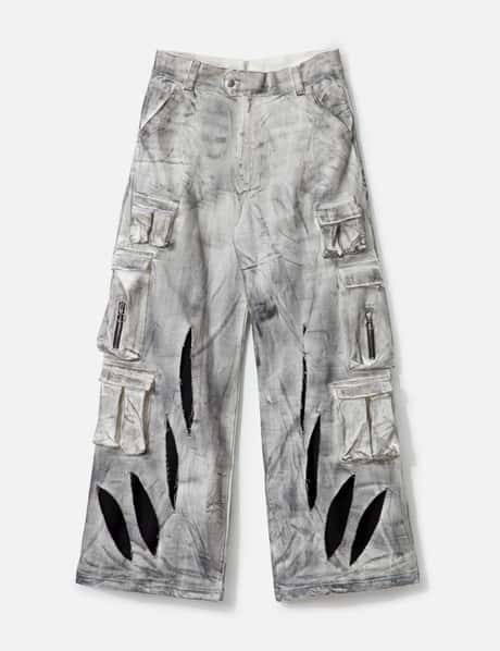 FINE CHAOS Waxed White Cargo Trousers