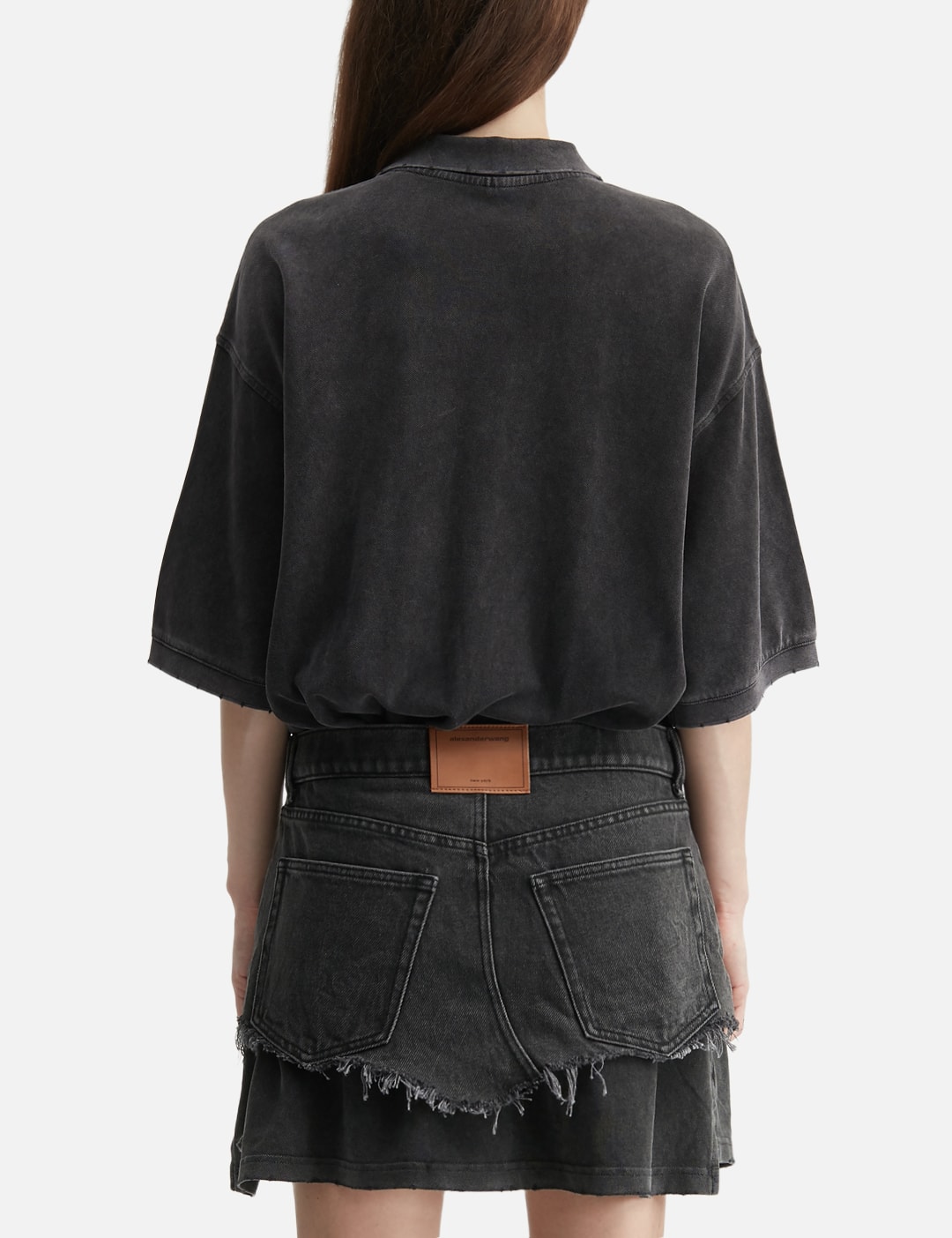 Layered Polo Mini Dress With Reconstructed Denim Skirt view 13
