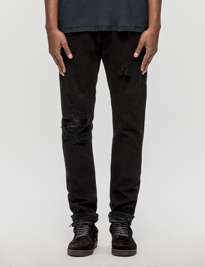 Emirate Vintage Distressed Zipper Jeans Placeholder Image